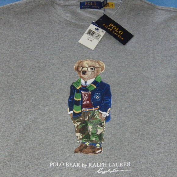 POLO  RALPH LAUREN  BEAR  GRAY T SHIRT XL - Picture 2 of 3